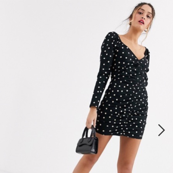 ASOS sweetheart neck ruched front mini dress - Picture 4 of 4